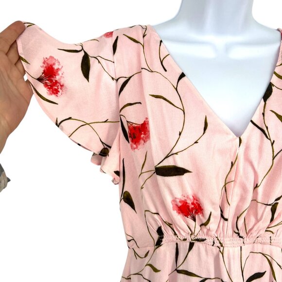 Banana Republic Pink Floral Short-Sleeve V-Neck Dress Size 6 NWT - Picture 3 of 10